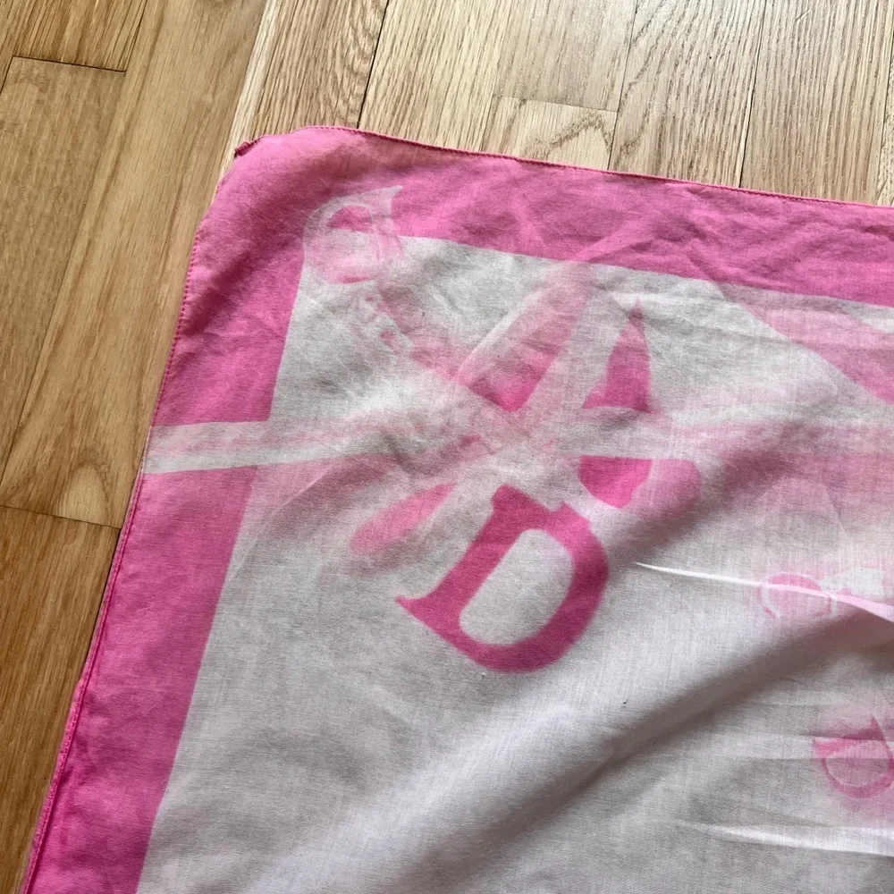 Dior Pink and White cotton Scarf 25x27